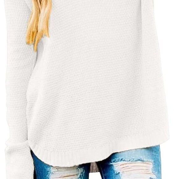 Merokeety Size Large White Waffle Sweater Size Large - Picture 9 of 9